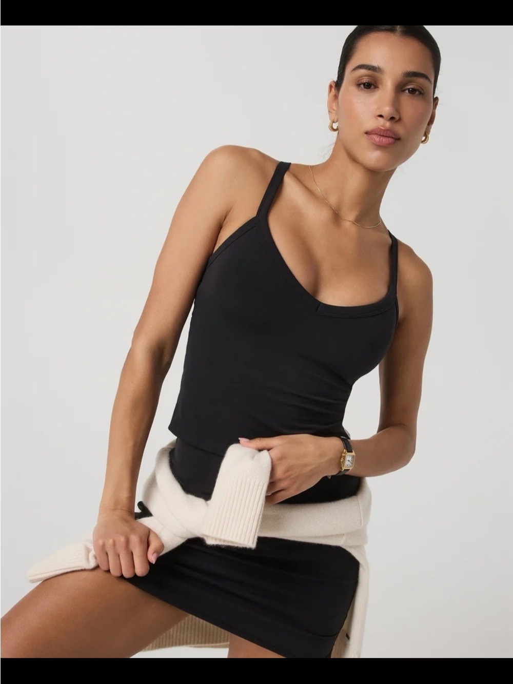Vuori Black All The Form V neck Tank Sports Bra